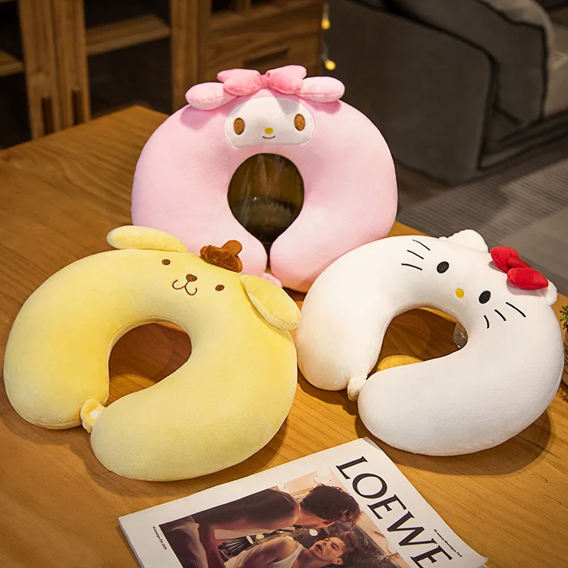 

Sanrio Series Neck Pillow hello Kitty Kuromi Travel Neck Pillow Cushion Soft Comfort Sleep Cute Removable U-shaped nap Pillow