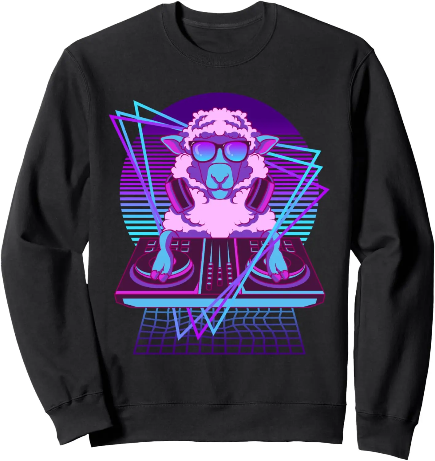 Vaporwave Sheep DJ Turntable Sunglass Sheep Sweatshirt