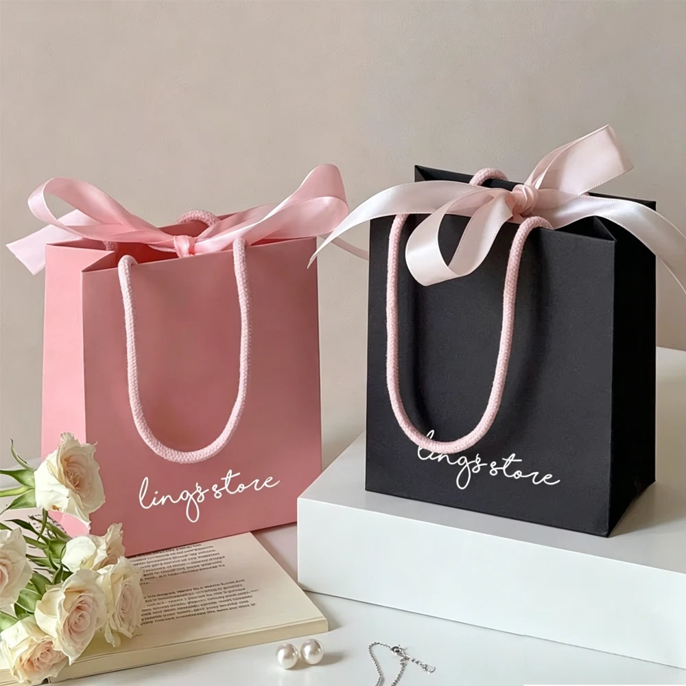 50 Stück Individualisierte Logo-Schmuck-Papiertüten 13,5x15,5x7,5cm Einkaufstaschen für Parfüm, Kosmetik, Duschgel, Seife, Verpackungsbeutel, Schalbeutel – Detail 4