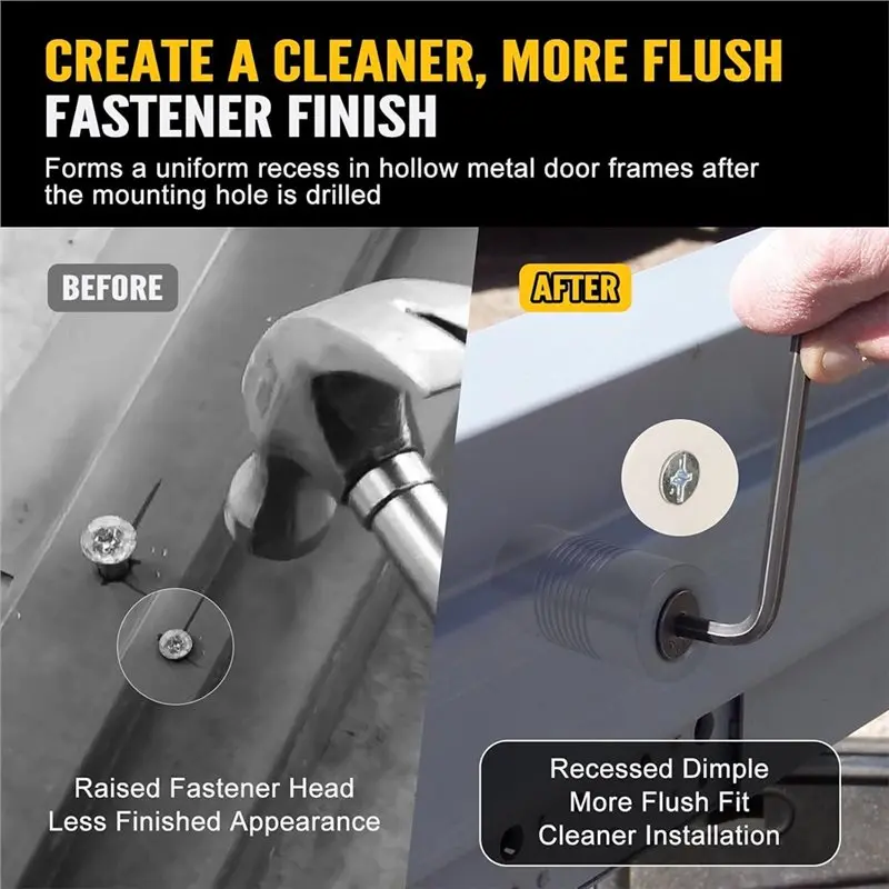 HLZS-For Hollow Metal Door Frame Installation Tool- Door Frame Dimpling Tool,Double-Sided Flush Fastener Recess Function