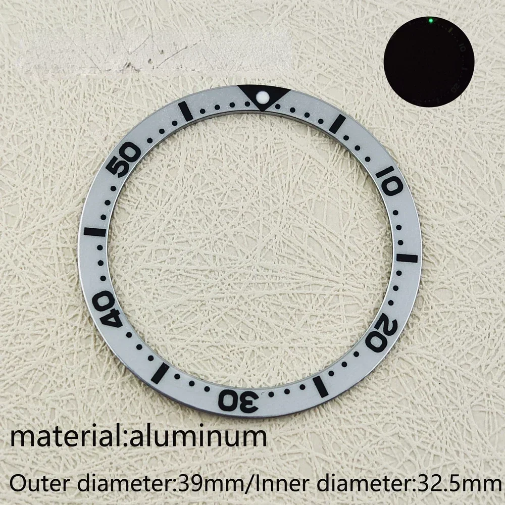 Bisel de reloj de 39mm x 32.5mm, bisel plano de aluminio SKX007 SKX009 SRPD, caja de reloj luminosa, accesorios de reloj de celebridades DIY
