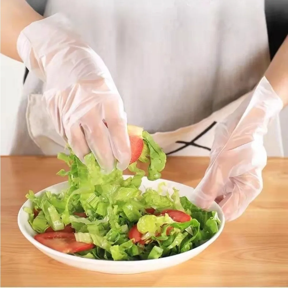 Luvas descartáveis 100 luvas de filme plástico de alimentos de catering transparente engrossado churrasco takeaway beleza mão filme
