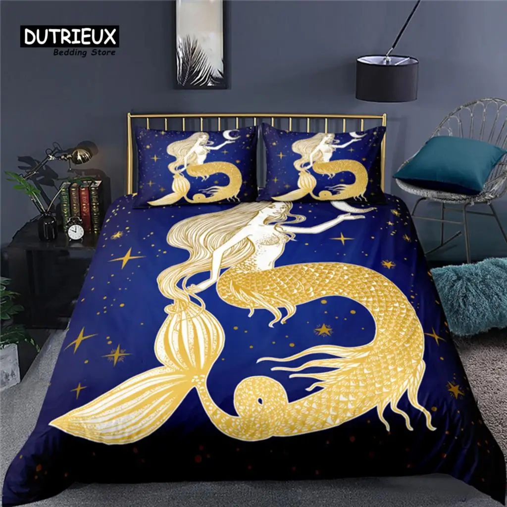 

Luxury 3D Mermaid Print Home Living Comfortable Duvet Cover Pillowcase Kid Bedding Set Queen and King EU/US/AU/UK Size