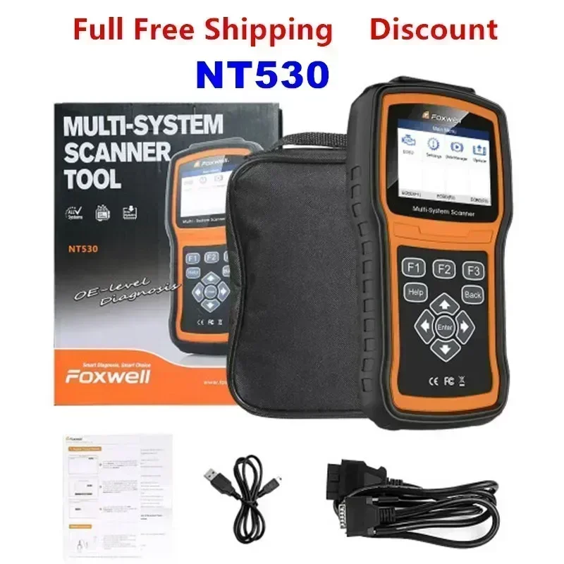 Foxwell NT530 Multi-System Scanner OE-level Universal Auto Diagnostic Tool One software free Support MITSUBISHI Porsche Chrysler