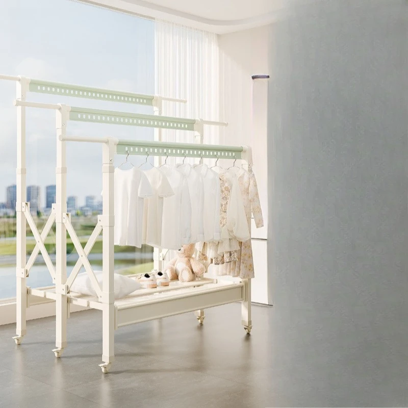 Floor-to-ceiling drying rack Balcony folding household indoor and outdoor telescopic hanging clothes drying quilt artifact dryin