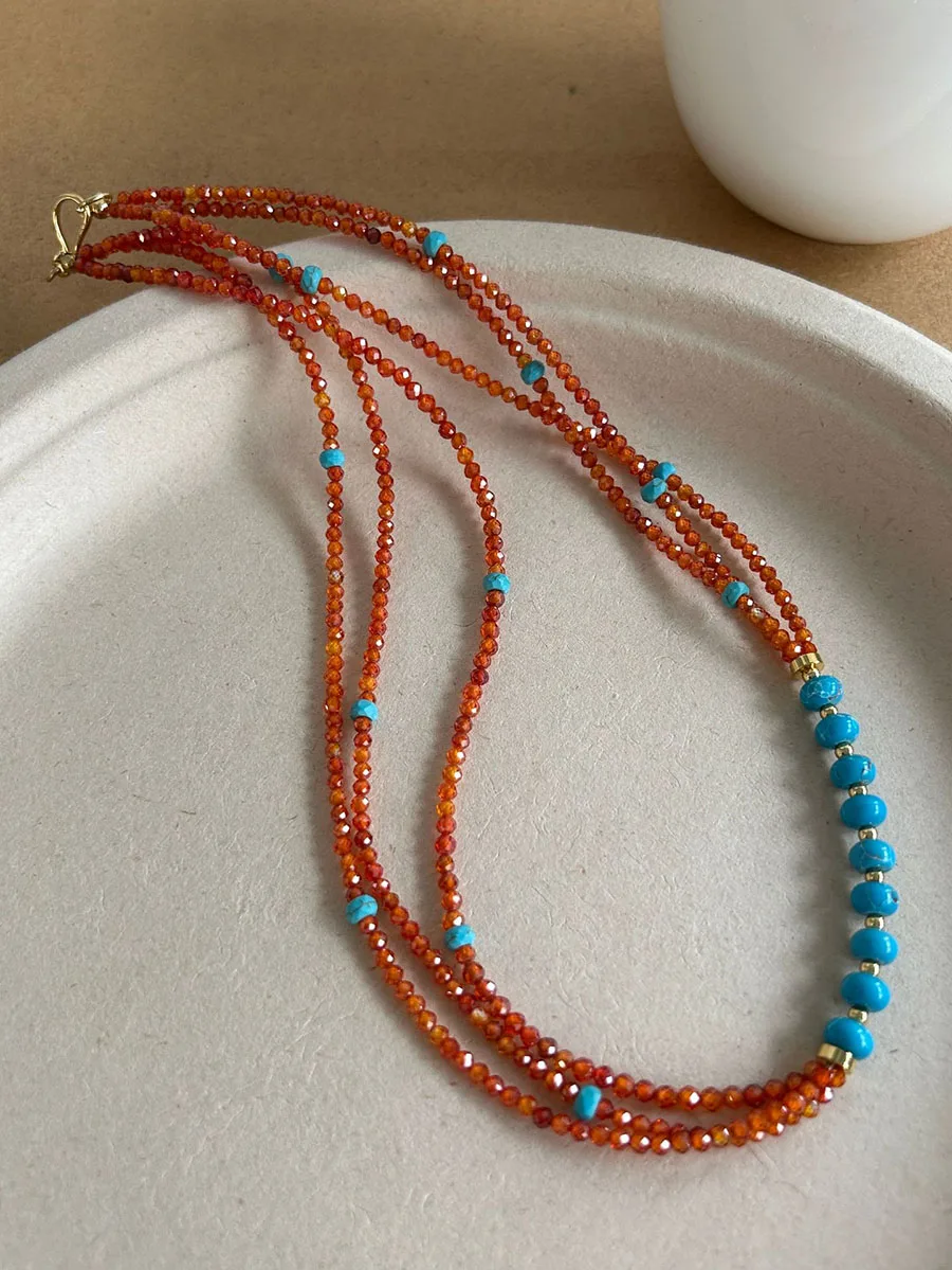 Two tones beaded necklaces for women summer dopamine color necklaces holiday beach jewelry new in 2026