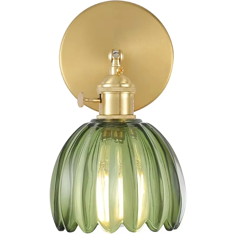 Vintage Green Tulip Glass Wall Lamp Shade Living Room Bedroom Door Lamp Bedside Lights