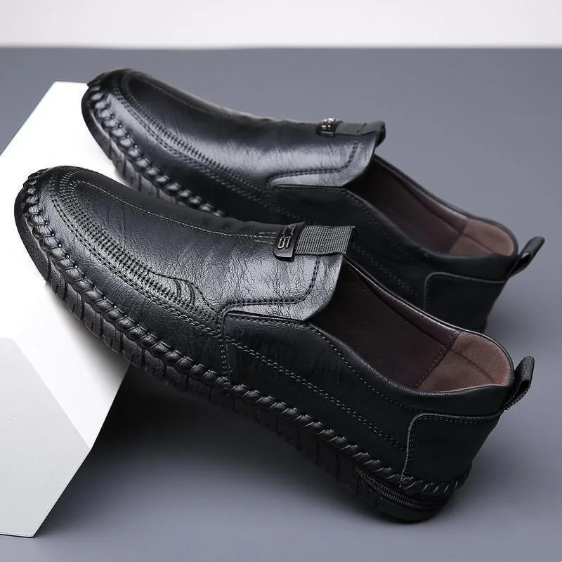 Chaussures en cuir décontractées respirantes pour hommes, tendon polyvalent, chaussures à semelle souple, non ald, résistantes à l'usure, confortables, à la mode, neuves