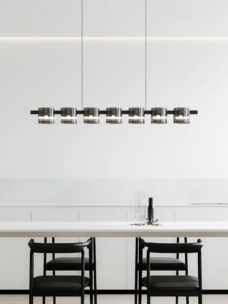 Designer Creative Restaurant Lamp Postmodern Simple Bar Island Table Italian Style Minimal Light Luxury Glass Strip Pendant Lamp