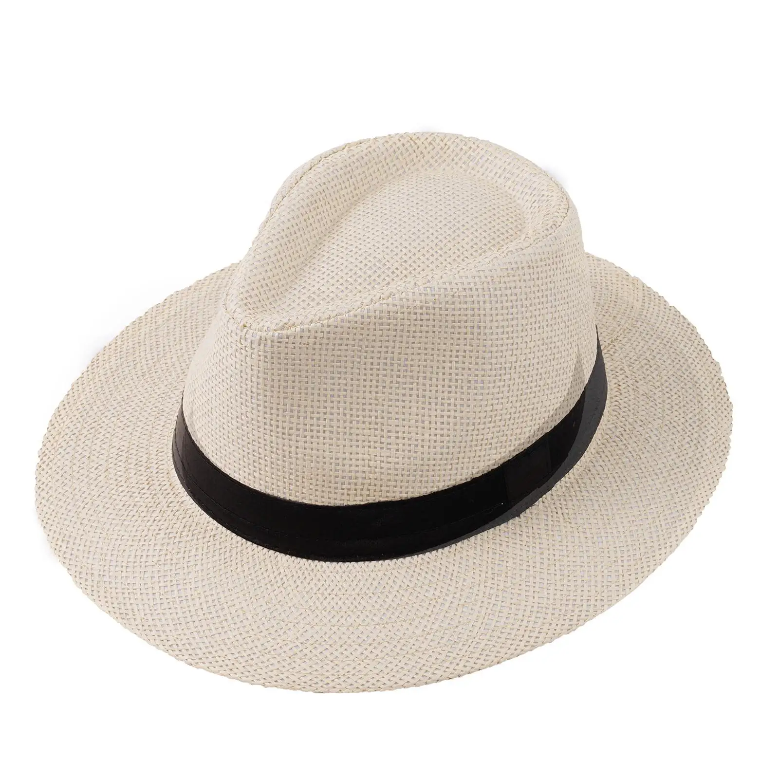 Hot Fashion Summer Casual Trendy Beach Sun Straw Panama Jazz Hat Cowboy Fedora Hat Gangster Cap Women Men Wedding Hat Wholesale