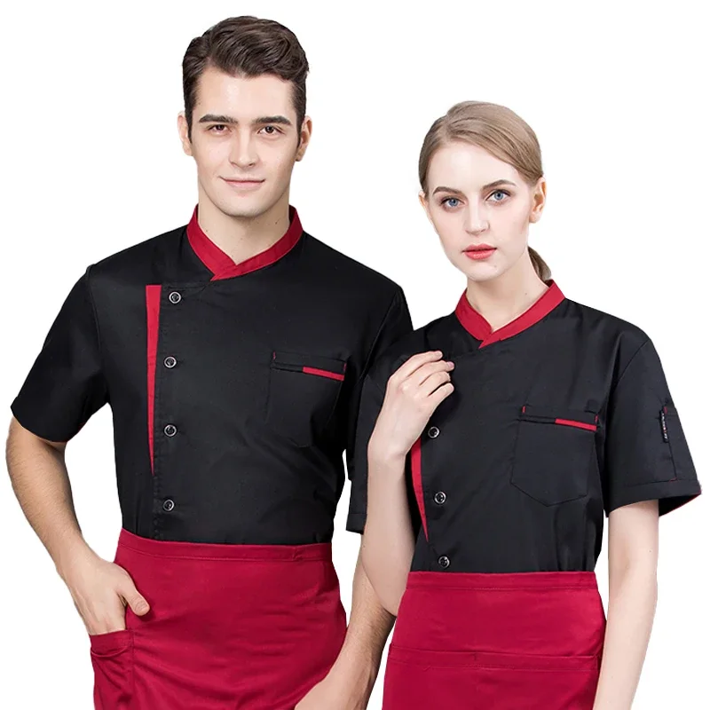 

2025halloween Uniforme de Chef d'été,vêtements de travail de cuisine, hôtel, café, chemise à manches courtes, veste de cuisinier