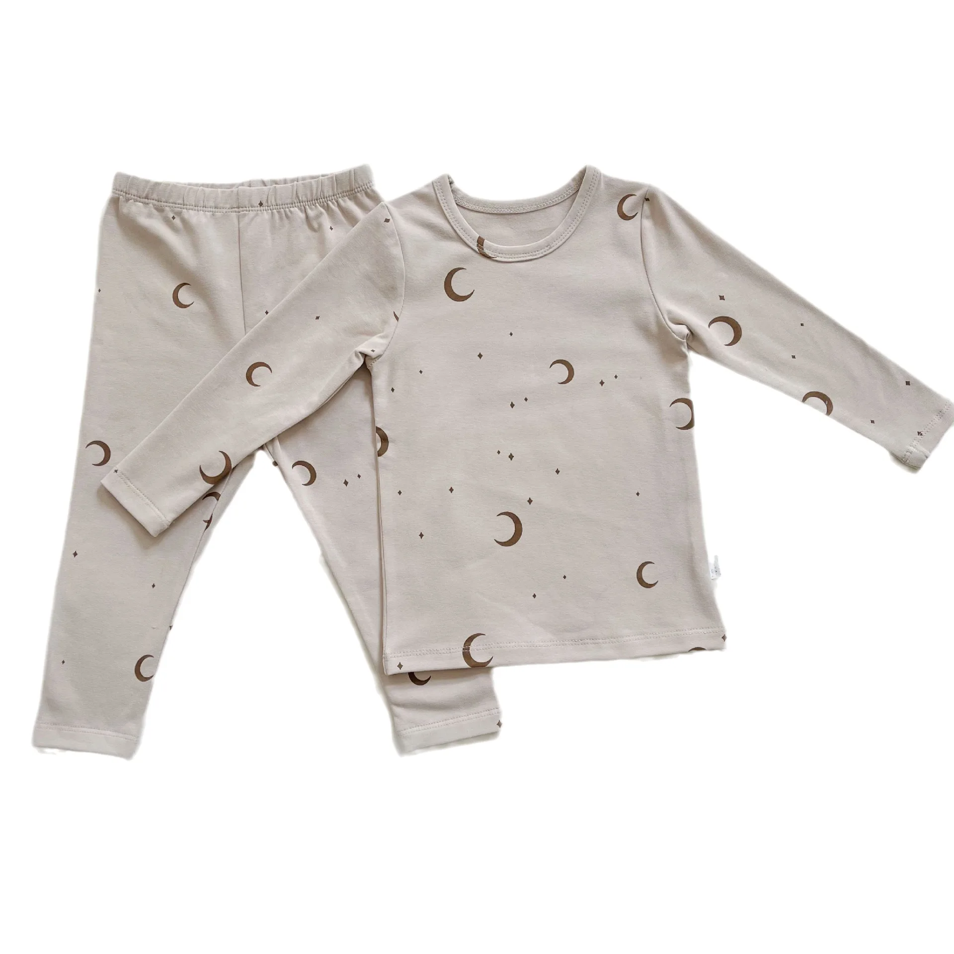2pcs Set Short Staple Cotton Warm Children\'s Home Clothes Autumn and Winter Baby Pajamas Long Sleeved Base Children Clothing Set