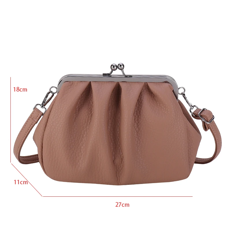 Designer Pleated Cloud Bag For Women Fashion Hobo Handbag Clutch Bag Clip Purse High Quality Pu Leather Crossbody Bag Small