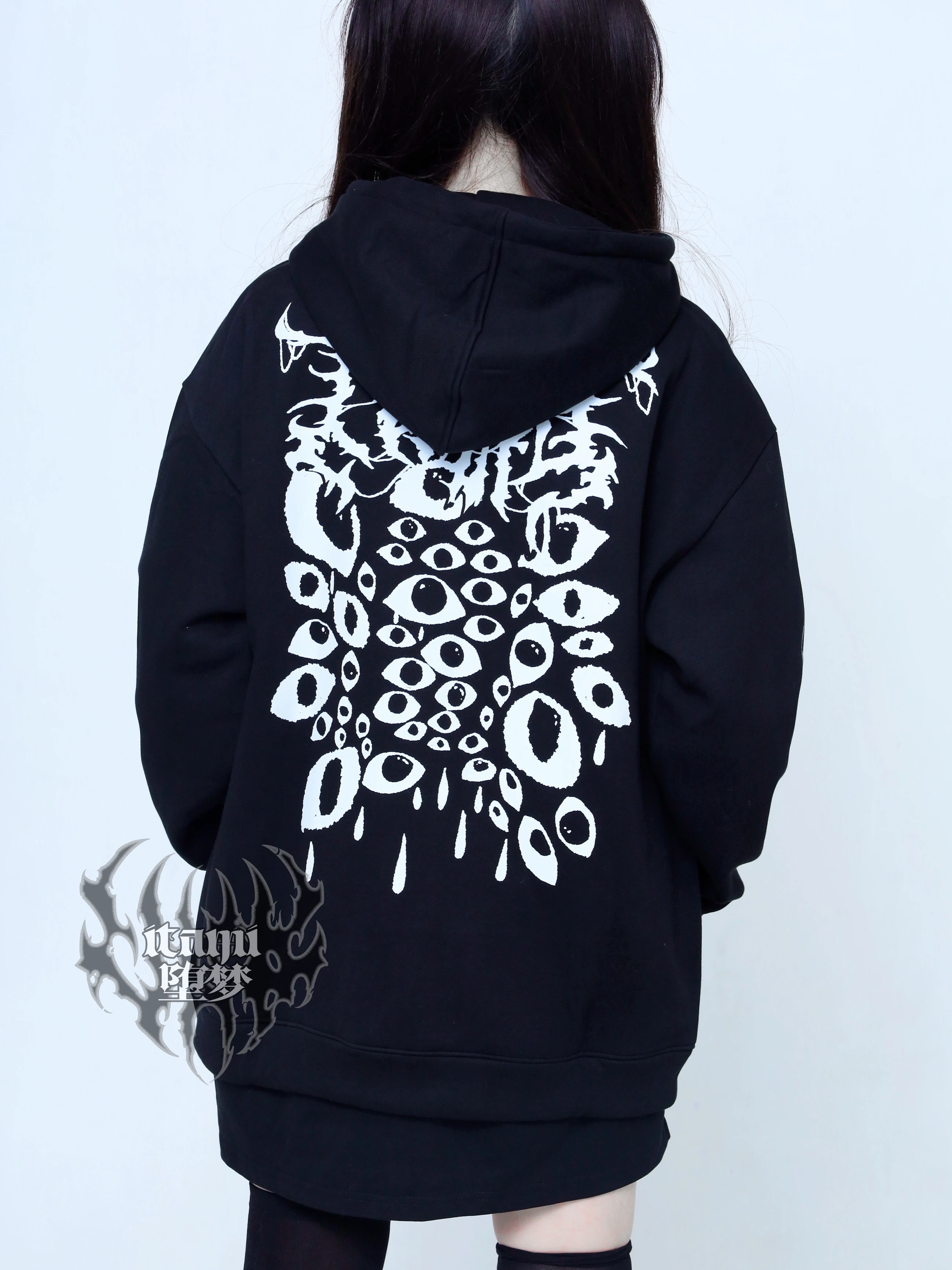 Subcultura menina escura doce legal moda moletom com capuz primavera outono 2025 estudante bonito impressão solta magro zip cardigan jaqueta