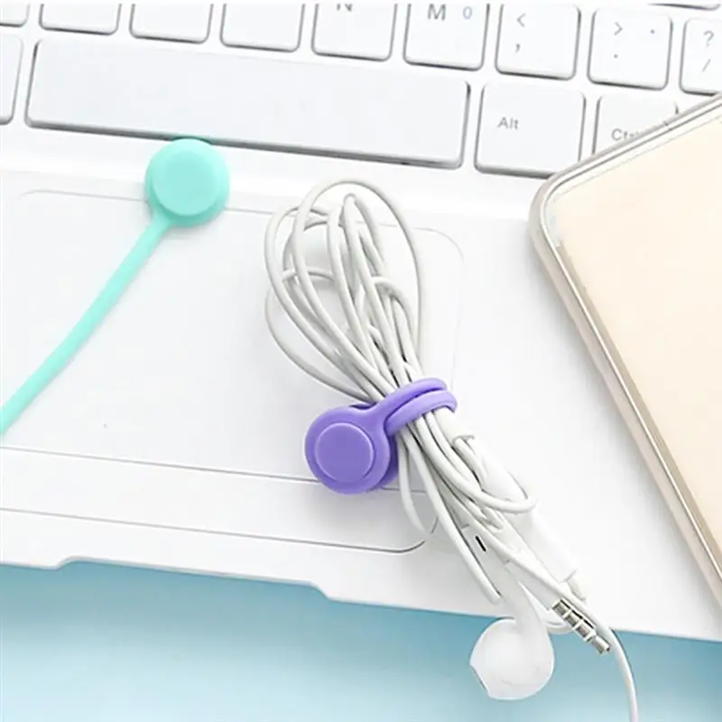 12 قطعة سيليكون كابل العلاقات الحبل الملونة كابل المنظمون المغناطيسي الحبل حفظة كابل المنزل