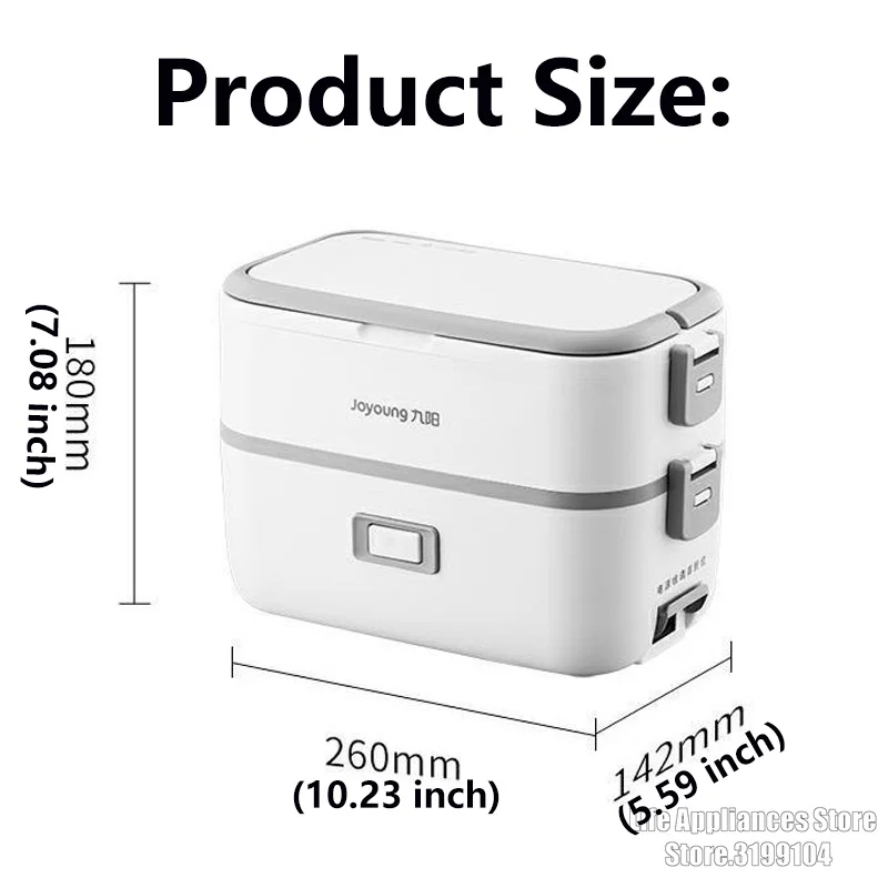 Joyoung Electric Lunch Box Food Heater Portable Mini Rice Cooker Steam Bento Box 1.5L 304 Stainless Steel For Office F15H-FH191