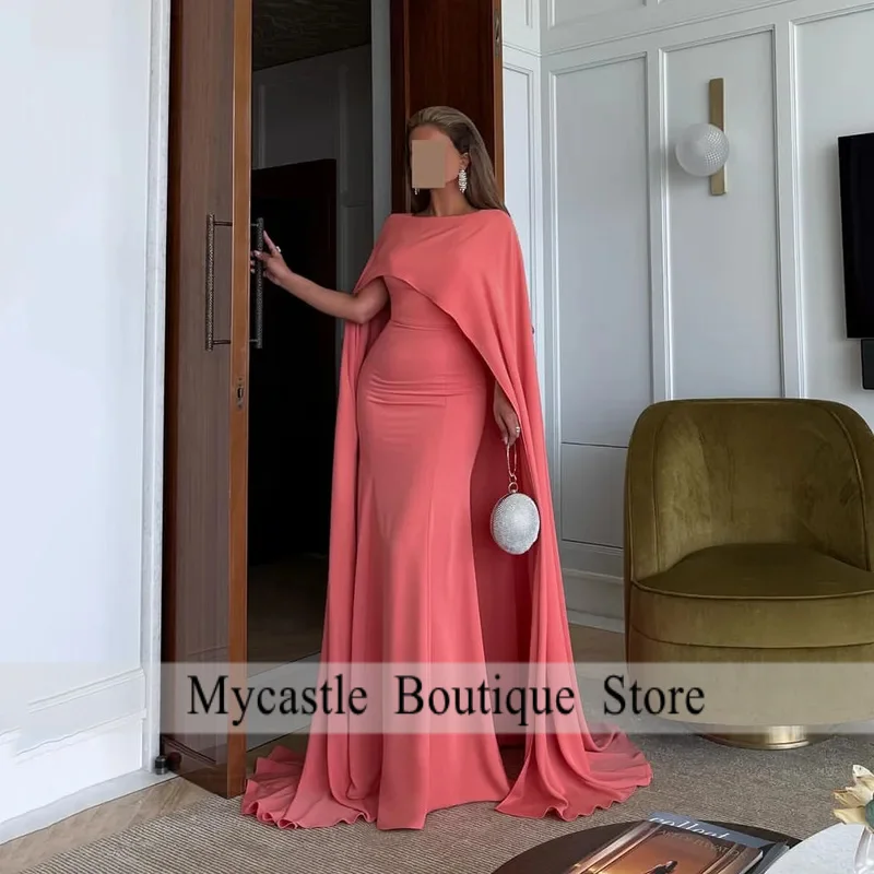 فساتين سهرة فاخرة مع كيب طول الأرض فستان حفلة موسيقية بدون أكتاف فستان رسمي للحفلات فستان سهرة طويل مخصص