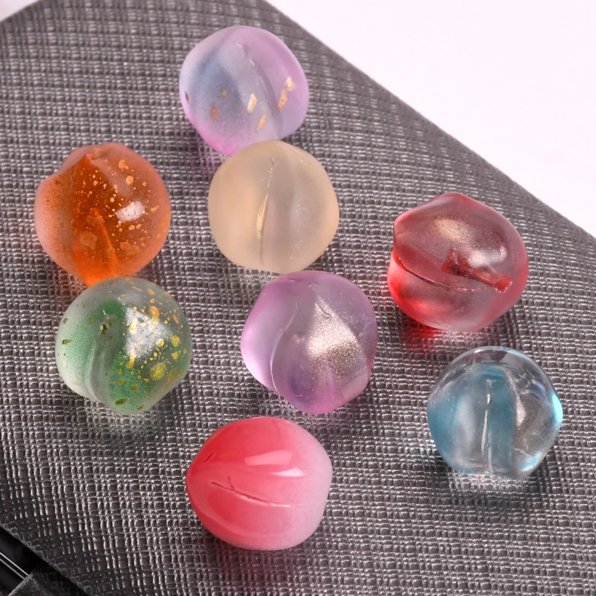 5pcs Half Hole Peach 12mm Lampwork Glass Beads For Jewelry Making DIY Pendants Crafts Findings