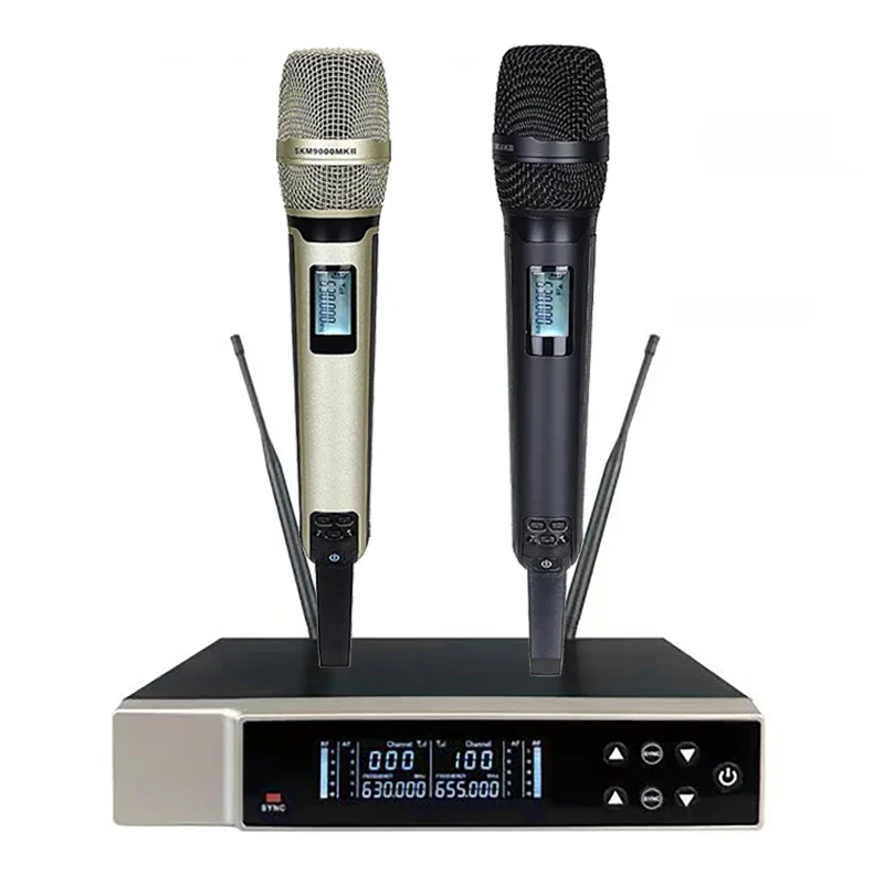 

Wireless Microphone Handheld Dual Channel UHF Fixed Frequency Dynamic Mic For Karaoke Conferences Speeches Church Performance