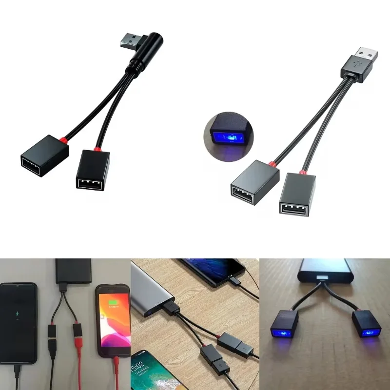 USB-кабель OTG 2 в 1, USB-разветвитель с двумя выходами, кабель для быстрой зарядки для iPhone, Huawei, Samsung, Xiaomi, шнур для зарядного