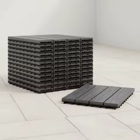 Interlocking Deck Tiles 12x12 Outdoor Flooring, All Weather Patio Tiles for Balcony Backyard Garden