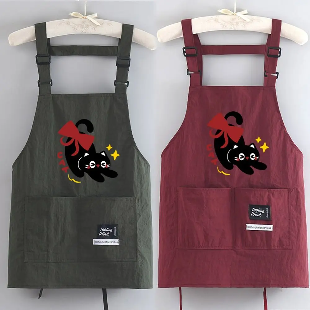 Portable Cartoon Kitchen Apron Adjustable Waterproof Chef Apron Sleeveless Oil-proof Cooking Smock for Home Kitchen