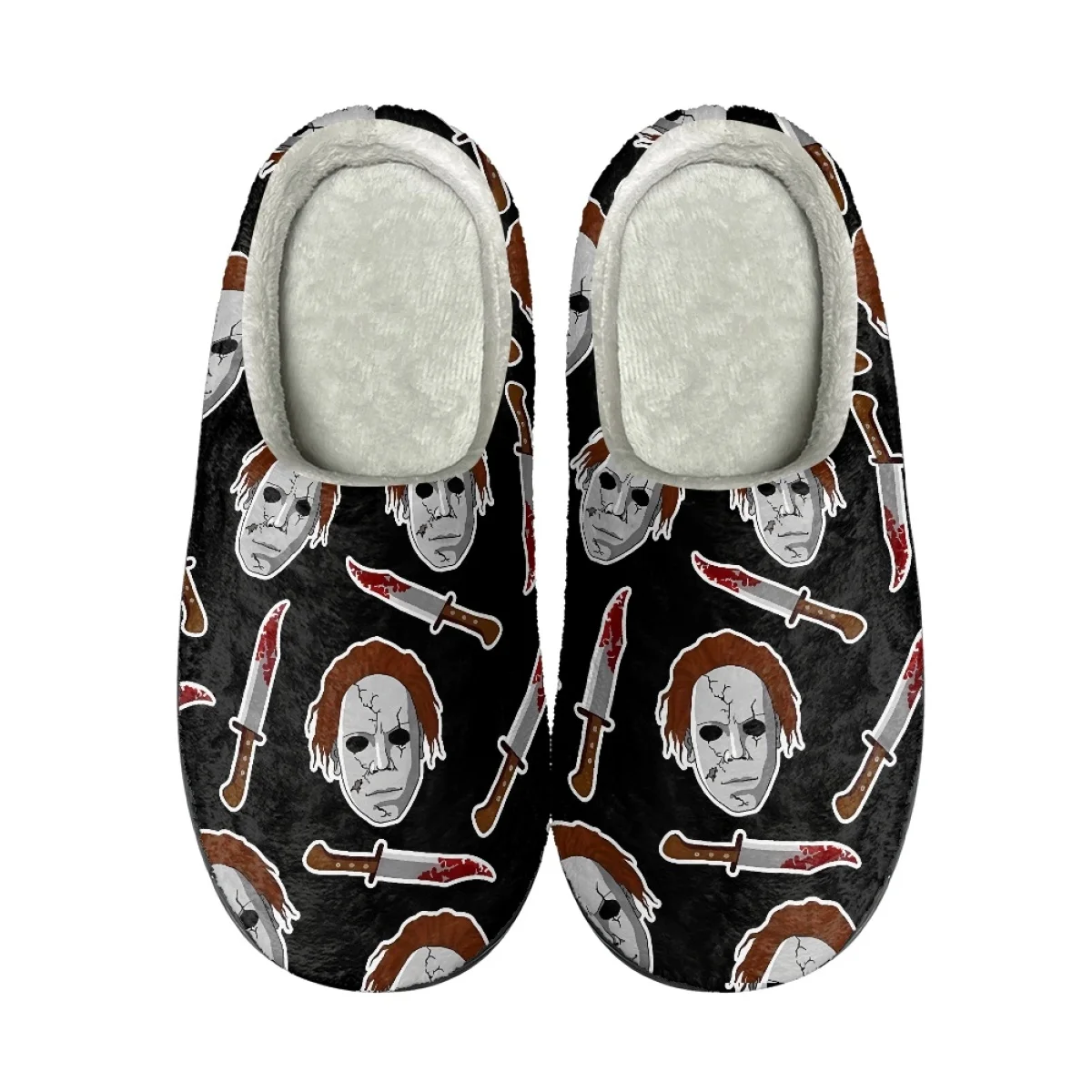 Winter Casual Comfortable Women Slippers Horror Movie Print Couples Footwear Drop Ship Autumn Winter Warm Men's Cotton Slipper