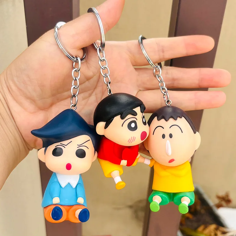 New 6pcs/set Crayon Shin-Chan Keychains Anime Figures Boochan Bag Pendant Cartoon Car Key Chain Accessories Kids Toys Fans Gift