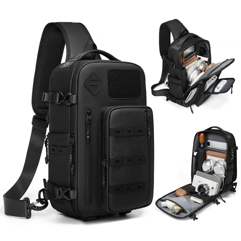 

Мужская тактическая нагрудная сумка, водонепроницаемая, на одно плечо, с разделением на сухое и влажное отделение, спортивная сумка-кроссбоди, для путешествий, бега, велоспорта