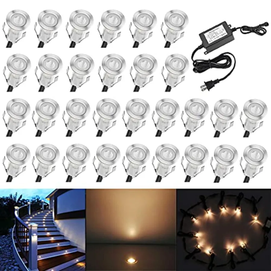 

0.7 Tiny LED Deck Light Kit Stainless Steel Waterproof Recessed Wood Decking Stairs Garden Yard Patio Decor Lamp Low Voltage Ou