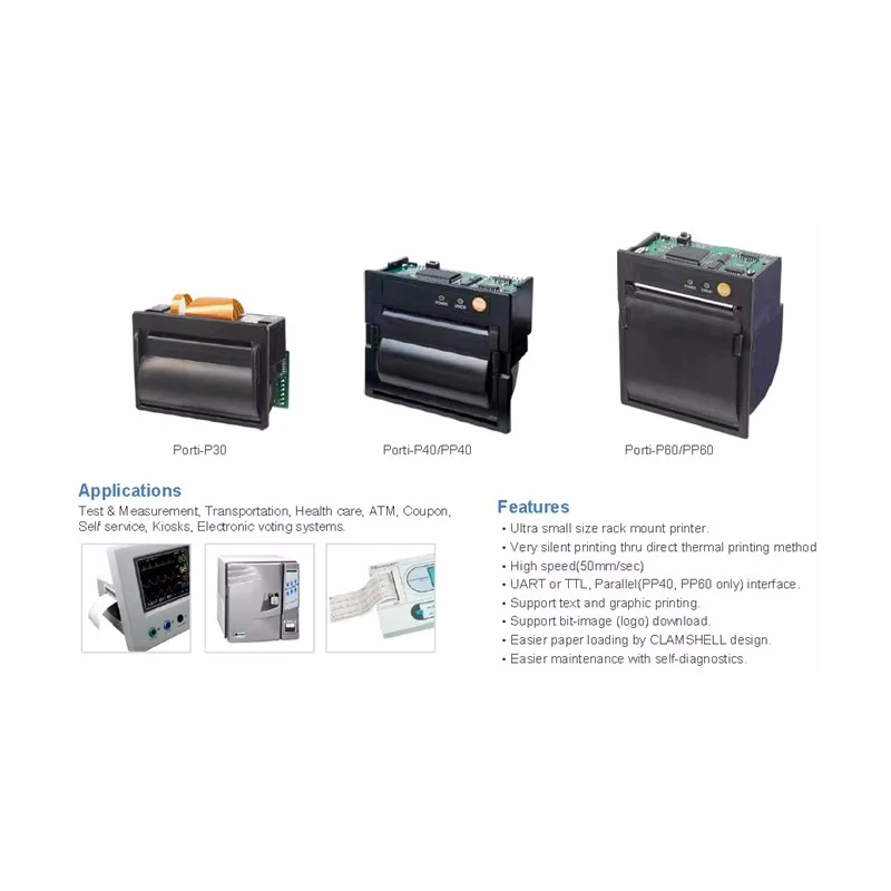 طابعة إيصالات Pos صغيرة حرارية مثبتة على لوحة 58 مم لكشك PORTI-P40/PP40