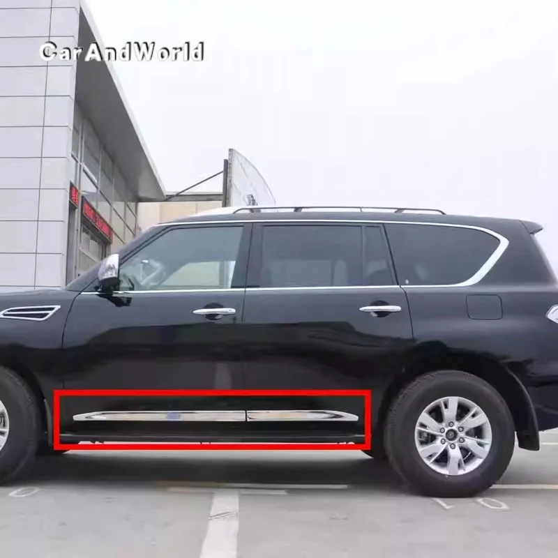For Nissan PATROL Y62 Armada 2010-2020 Infiniti QX56 QX80 ABS Chrome Door Body Mouldings Protection Liner Garnish Cover Trims