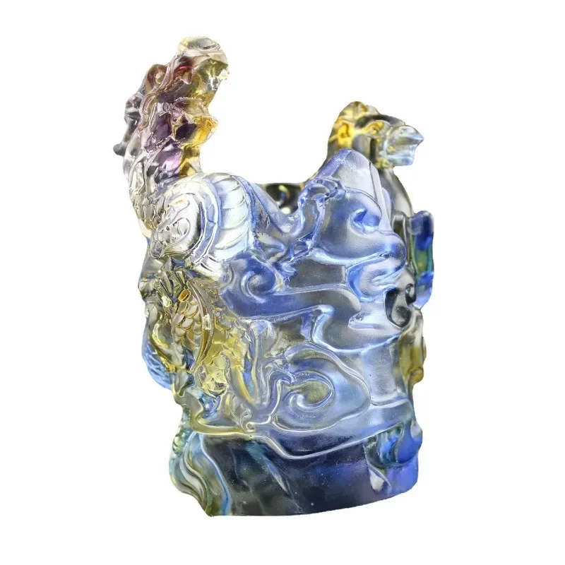 

Ancient glass pen holder, zodiac horse ornament, business meeting commemorative gift, desk storage, high-end pen holder