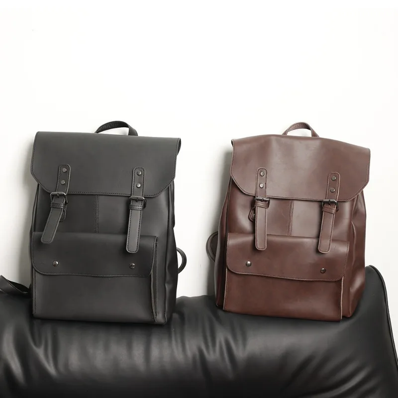 Vinatge Design Herren Rucksäcke Klappe Hasp Hoch leistungs rucksack Herren Reisetasche Hochwertige Leder rucksäcke Schulbuch taschen