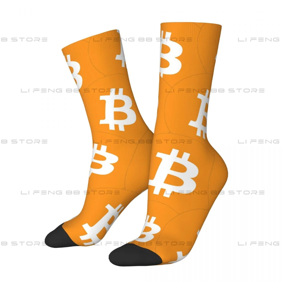 Bitcoin Logo sztuka klasyczna koszulka BTC skarpetki zimowe do biegania szczęśliwe skarpetki w stylu ulicznym szalona skarpeta
