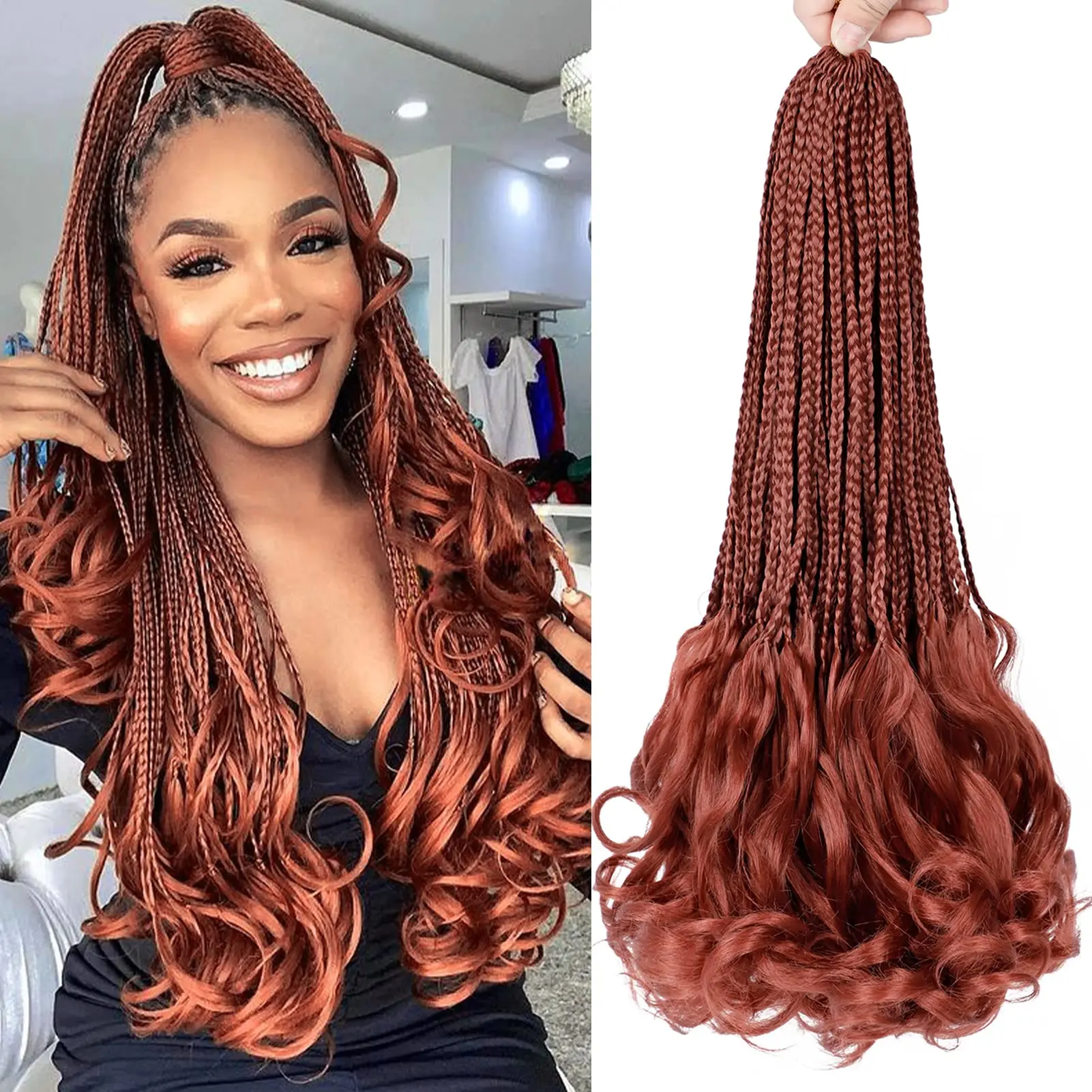 Synthetic crochet curls wavy ponytail Patchwork color crochet curls {16 braids