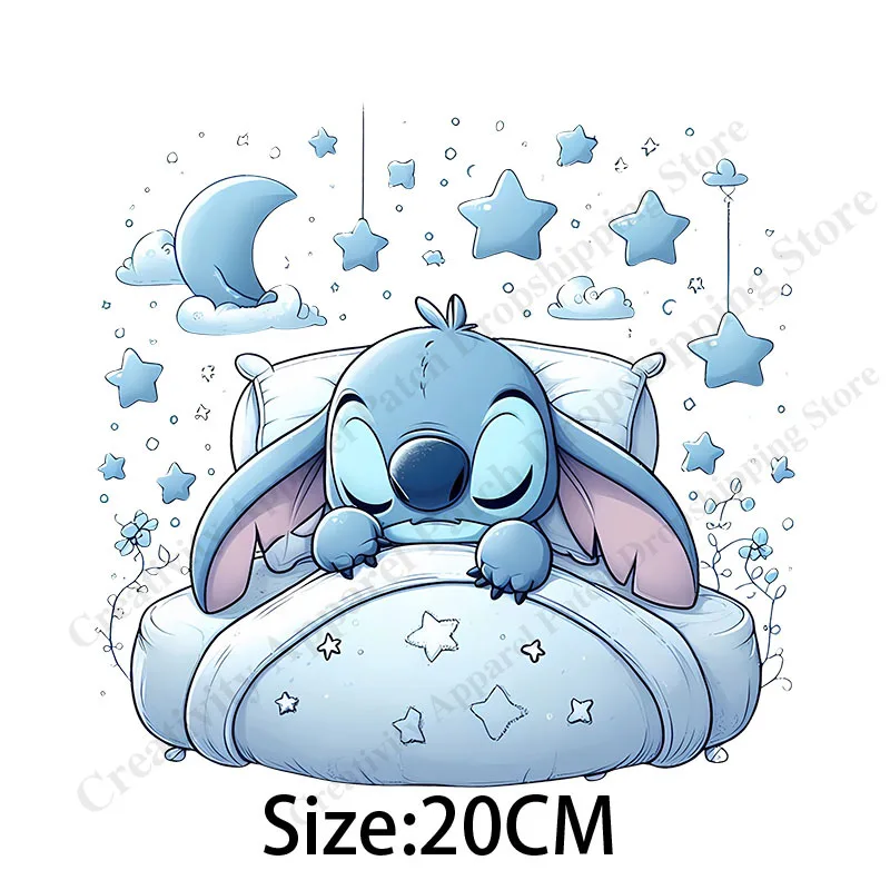 Cartoon Lilo &Stitch Applique Iron-On Transfers for Clothing Stickers Patches on Clothes Thermal Heat Transfer for Kids Clothes