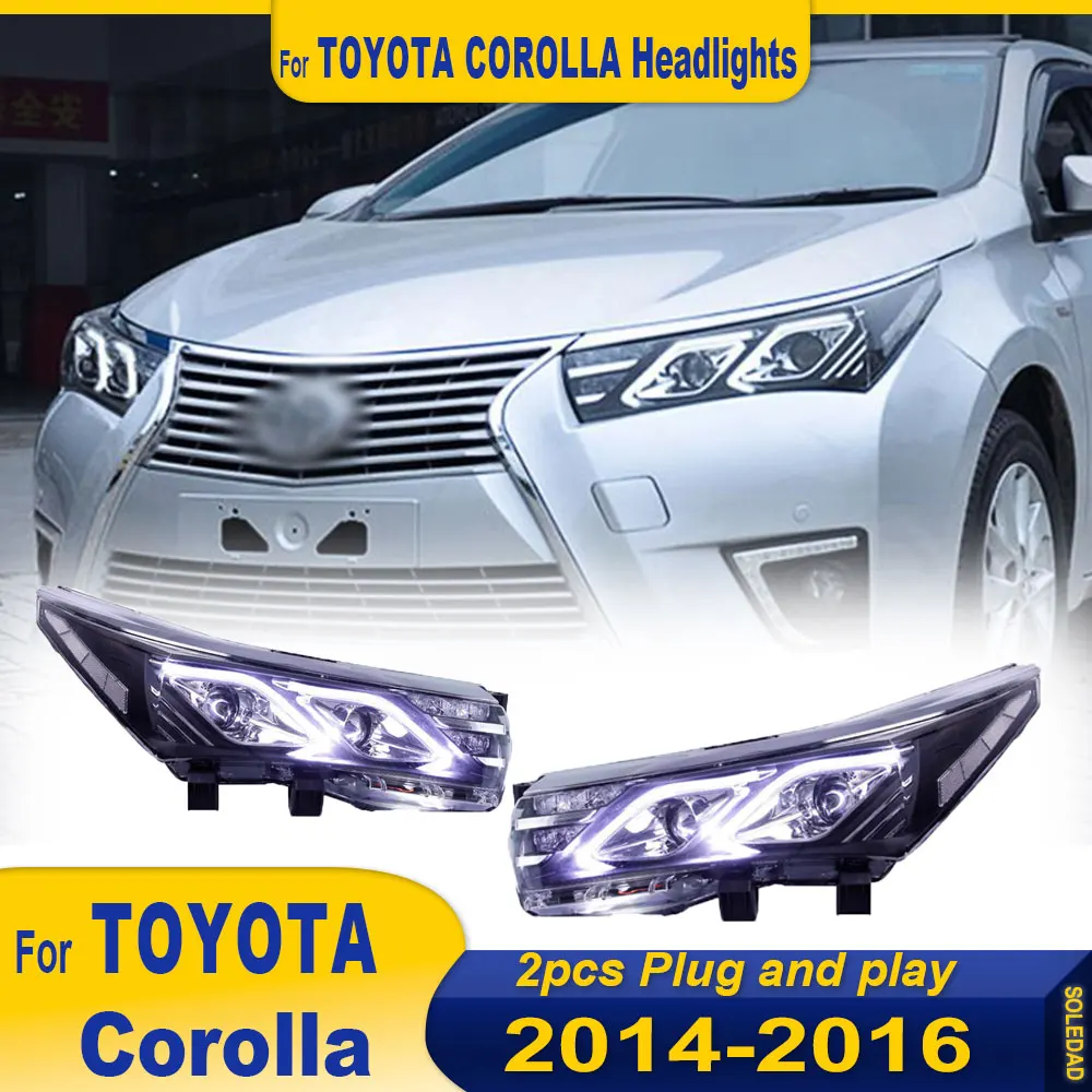 Car Lights For Toyota Corolla 2014 2015 2016 Front Lamp Modified DRL Headlight LED Projector Lens  Car Accessories Plug and play