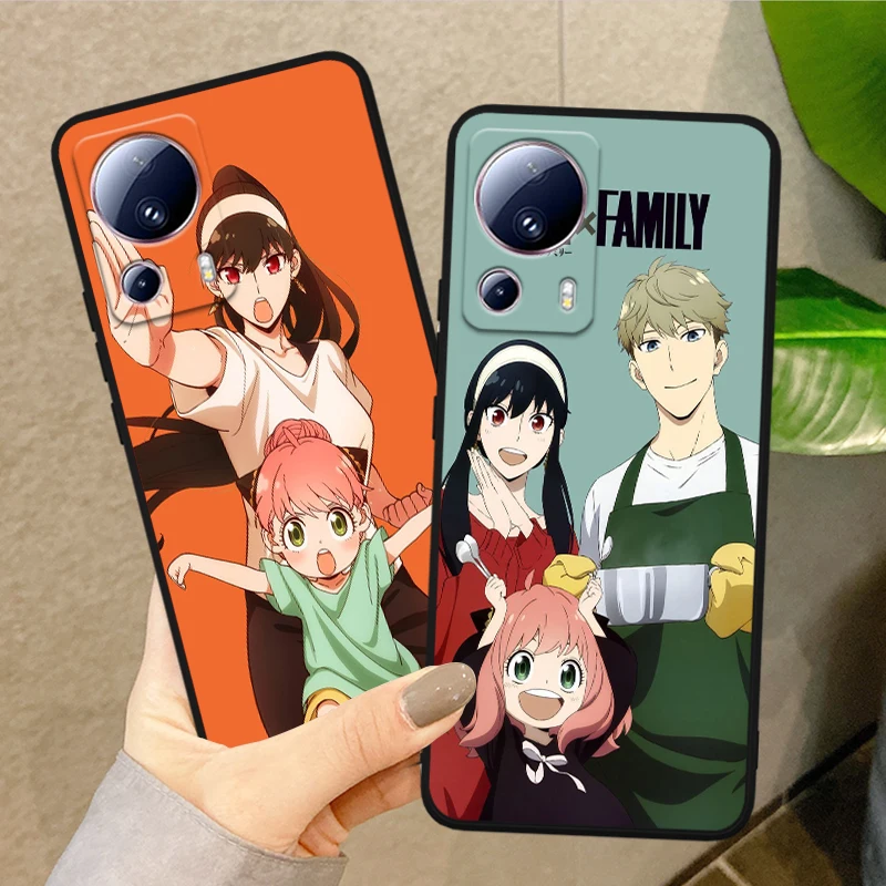 Anime SPY×FAMILY Cute Cover For Xiaomi Mi 14 13 12X 12 11 11T 11i 10T 10 Pro Lite Ultra 5G Black Phone Case