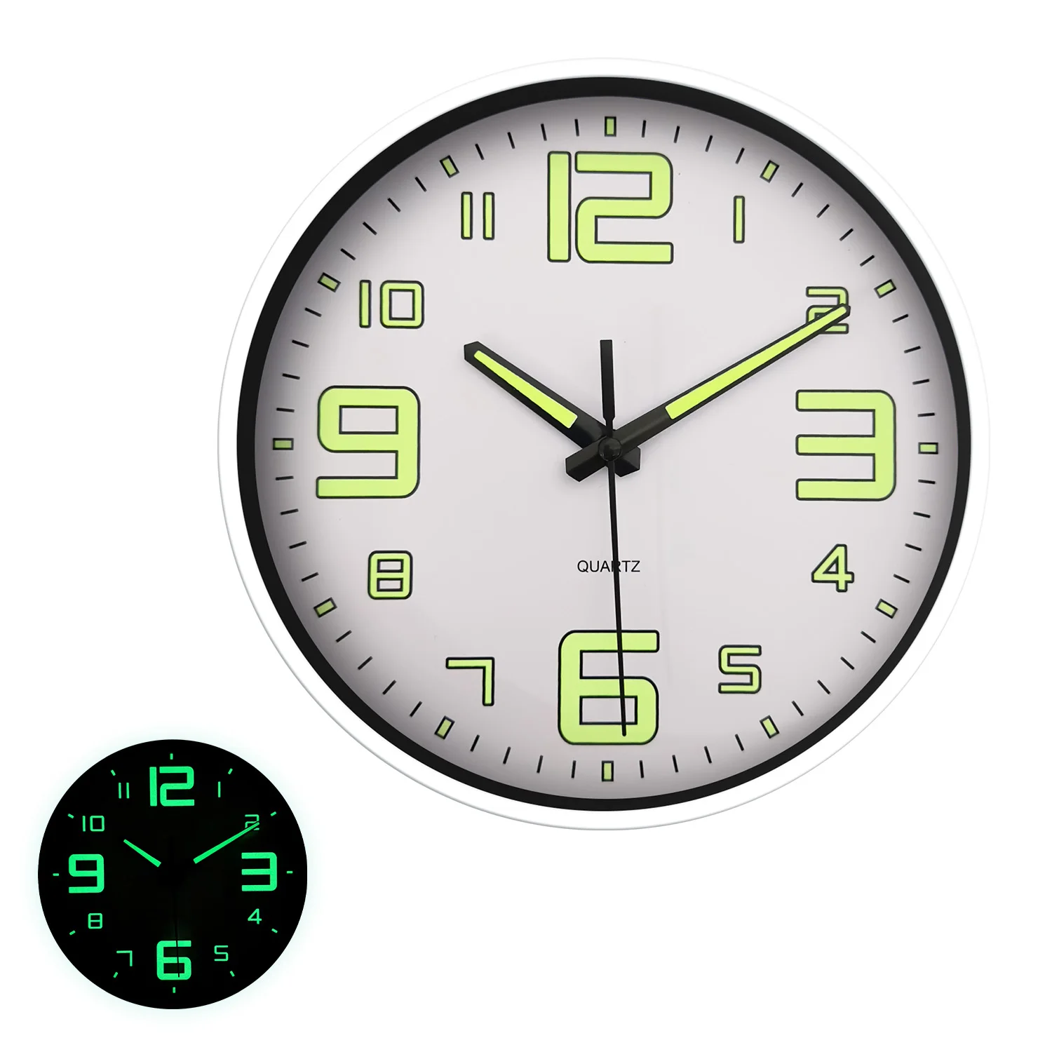 1pc orologio da parete moderno bianco glow-in-the-dark, orologio da parete con design luminoso digitale glow-in-the dark, orologio muto da casa da 8