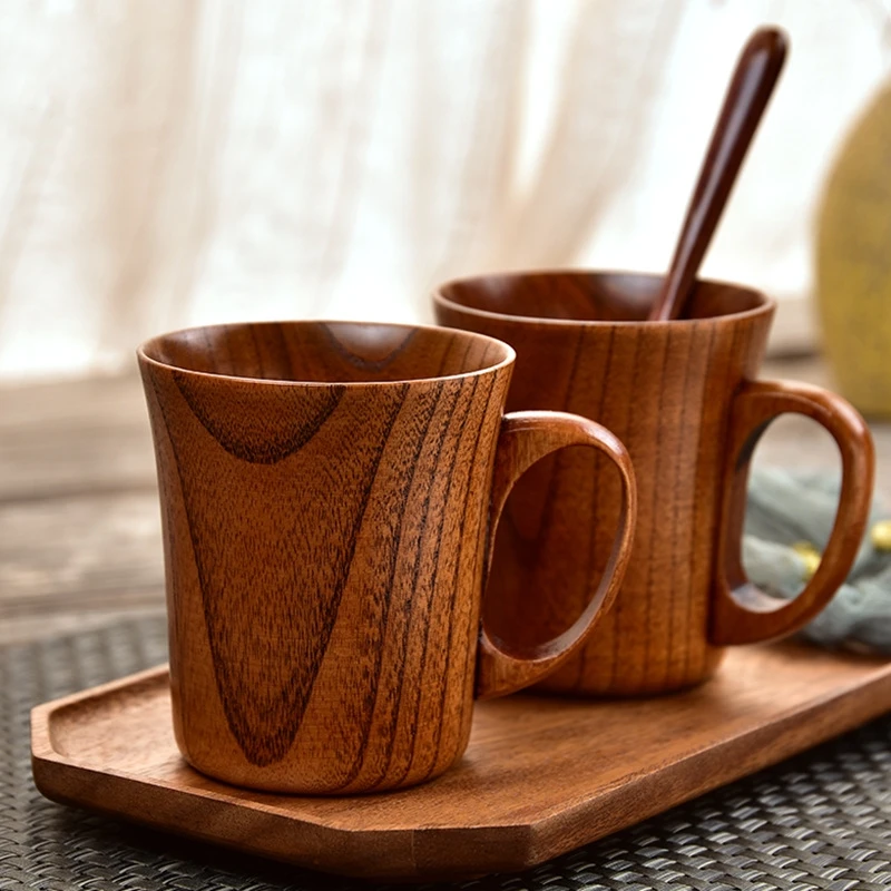 Wooden Beer Mug Japanese Creative Jujube Sour Wood Household High Beauty, High Temperature Resistant Tea Coffee Milk Juice Mug