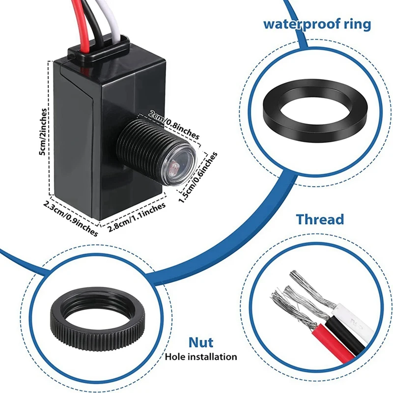 Imagem -05 - Sensor de Luz Fotocélula para Iluminação Exterior Interruptor Fotoelétrico Crepúsculo para Amanhecer Quente 12 Pacotes 120277v