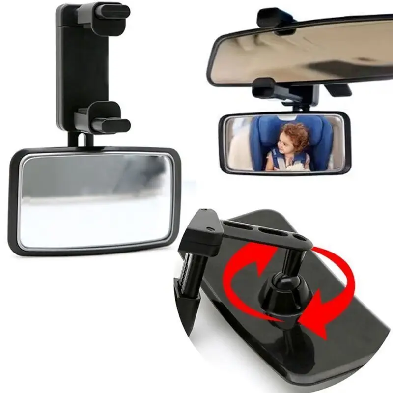 

1x Wide View Interior Baby Mirror 360-Degree Rotation Adjustable Car Auxiliary Observe Mirror Clip Bracket Safe Driving