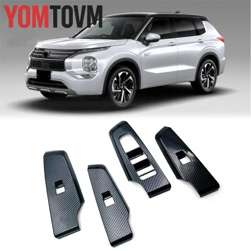 

Подходит для Mitsubishi Outlander 2022 2023 4 шт. ABS салон двери автомобиля подлокотник панель оконный переключатель крышка отделка