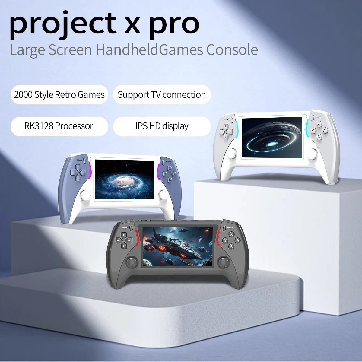 

Новая портативная игровая консоль Project X PRO с 4,3-дюймовым HD IPS-экраном поддерживает аркадный HD-выход PSP Ps1, двойные джойстики