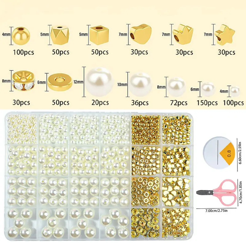 Golden Spacer Beads For Bracelets Making Kit Assorted DIY Pearl Beads Acrylic Alphabet CCB Beads Kit For Jewelry Making Supplies