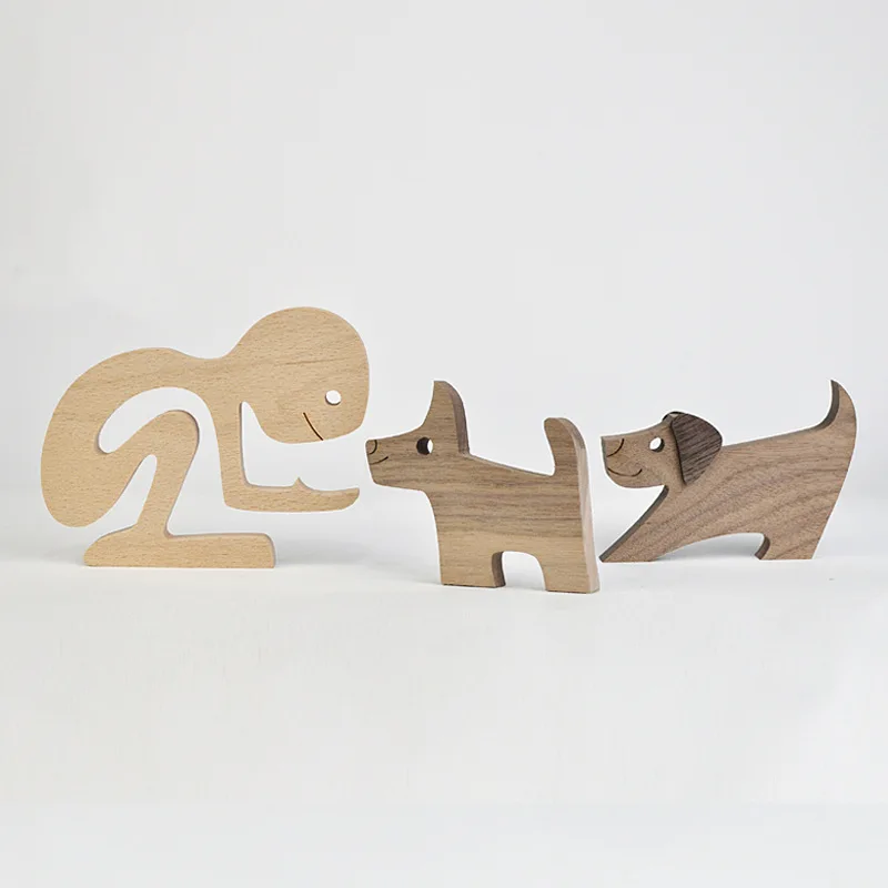 1PCS Free Personalized Custom Wooden Human and Dog Creative Craft Handmade Figurine Ornement Decor Gifts for Pet Home Decoration