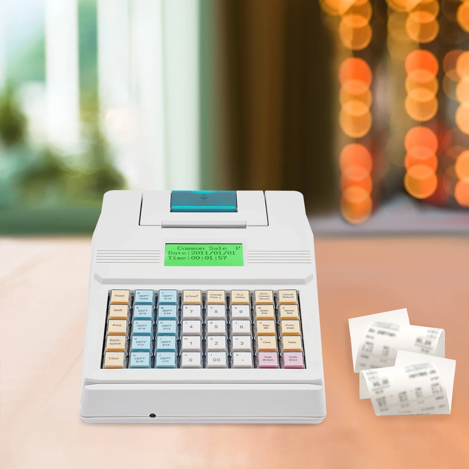 

M-700 Белый современный кассовый аппарат Термопринтер 10K PLU 250 станций, RS232, бумага 57 мм, вилка стандарта США 40 Вт с адаптером