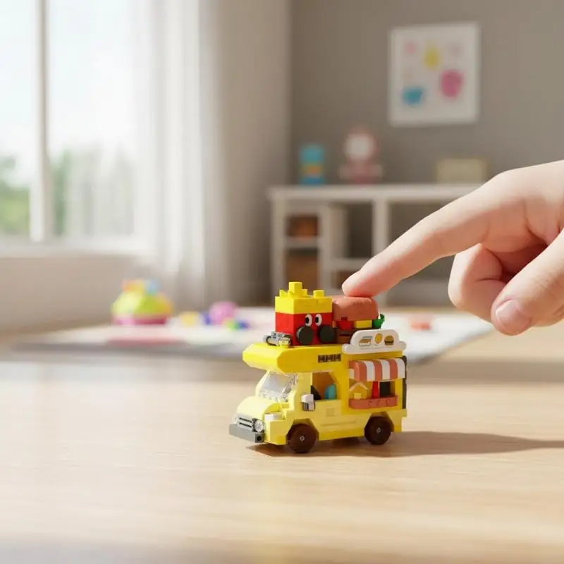 Ice Cream Shop Mini Blocks Construction Set For Adults Mini Food Truck Micro Building Blocks Toys For Children Girls Gift