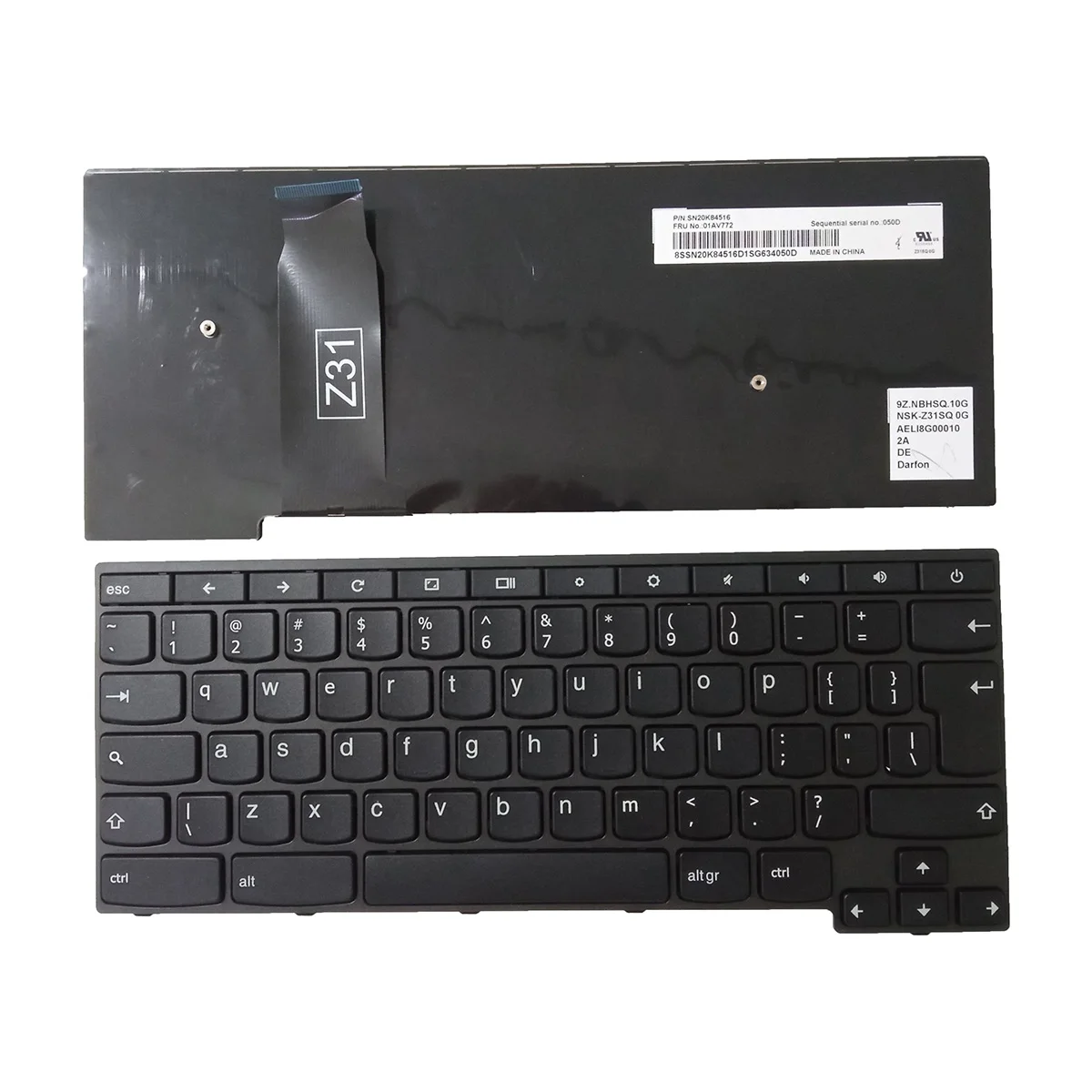 Para lenovo chromebook yoga 11e teclado 01av790. Qwerty ui layout (32a/12)